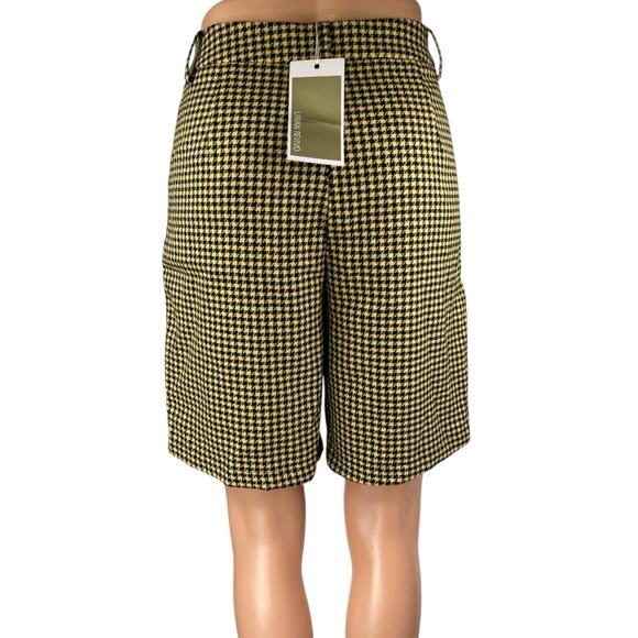 NEW Urban Revivo Women's Green Houndstooth Checkered Gingham Bermuda Shorts Sz 6 - Picture 3 of 4